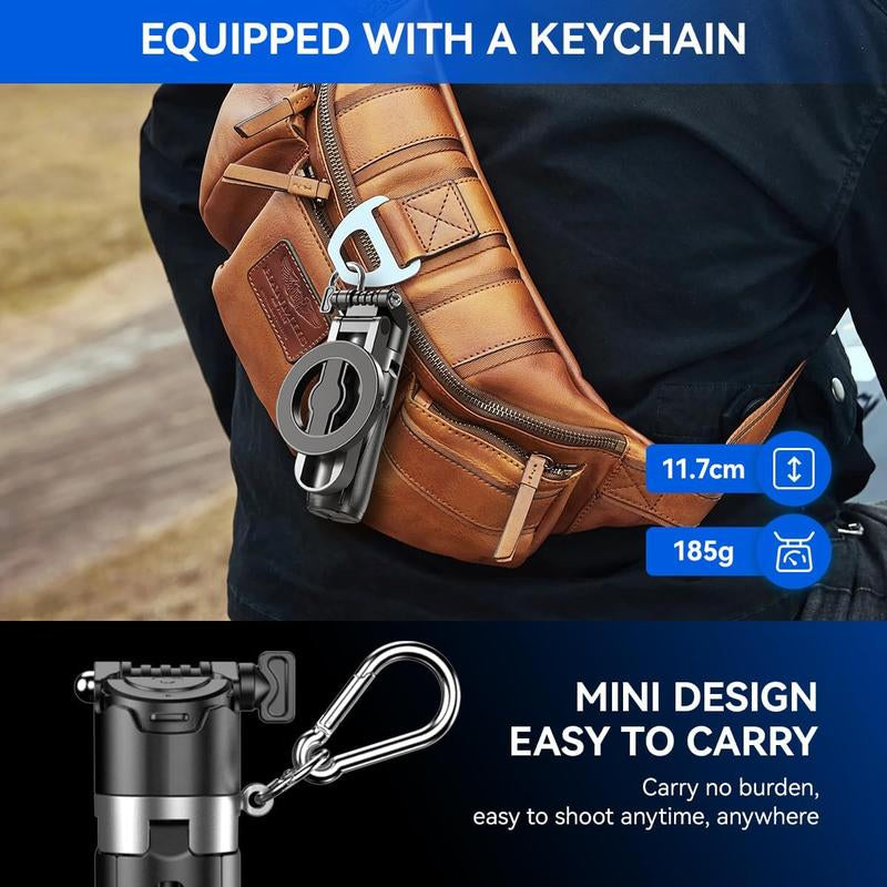 Factory Shop - New 4-In-1 Multifunctional Magnetic & Clamping Selfie Stick, 360 Rotating Angle, Mini Size, Foldable Storage, Phone Holder Tripod , Camera Grip, Vlog Live Photography Tool, Rechargable Remote Control, 1 Pcs Selfie LED Light
