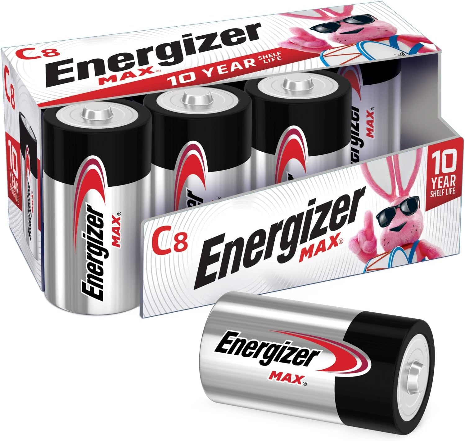 MAX C Batteries, Premium Alkaline C Cell Batteries (8 Battery Count)
