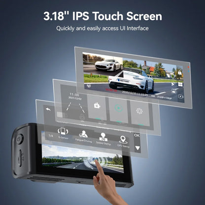 Dash Cam Front and Rear, Touch Screen Dash Camera with Wifi GPS, Voice Control, 4K Dashcam with Super Night Vision, WDR, 24H Parking Mode, Vehicle, Free 64GB Card