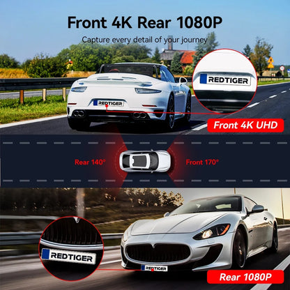 Dash Cam Front and Rear, Touch Screen Dash Camera with Wifi GPS, Voice Control, 4K Dashcam with Super Night Vision, WDR, 24H Parking Mode, Vehicle, Free 64GB Card